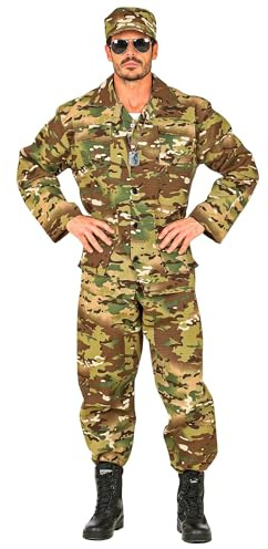 W WIDMANN MILANO Party Fashion - Ensemble de déguisement de soldat | Avec haut, pantalon et casquette, look militaire et camouflage, déguisement pour le carnaval et les soirées à thème