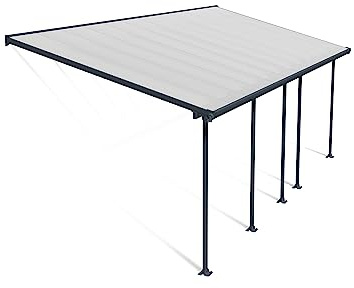 Canopia by Palram Terrassenüberdachung Alu Feria 3X7.30 Polycarbonat Hohlkammerplatten Pergola 730 x 300 cm Grau zur Überdachung ihrer Terrasse