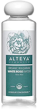 Alteya Organics Agua de Rosas Blancas 250 ml - 100% Certificada Orgánica por el USDA, natural destilada al vapor y vendida directamente por el cultivador de rosas de Alteya Organics