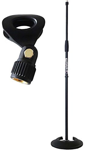 keepdrum MS096 Mikrofonständer gerade, ausziehbar mit Guss-Sockel + universal Mikrofonklemme