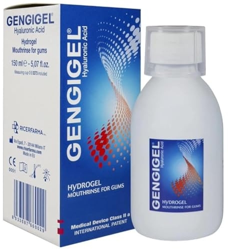 Gengigel Hyaluronic Acid Mouthrinse (150 ml), Oral Care Solution for Gum Health, Reduces Discomfort & Promotes Healing, No Alcohol or SLS, Vegan & Kosher