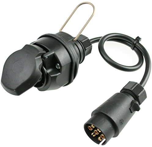as - Schwabe Anhänger Verlängerungskabel - 7-polig Stecker zu 13-polig Steckdose - 0,6 m H05VV-F 7x1,0 - Für Camping, Caravan, Wohnwagen & Wohnmobil - mit Klappdeckel - 12V DC - IP44 wetterfest, 60468