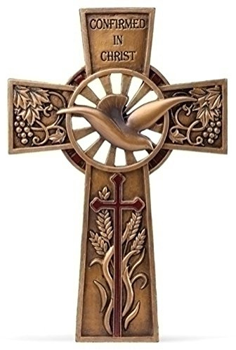 Joseph's Studio by Roman Inc., Confirmation Collection, 7.75H CONFIRMATION WALL CROSS,Religious Statue, Angel Gifts, Holy Figurine, Patron Saints, Sacrament Gifts, Prayer Home Décor (7x5x1)