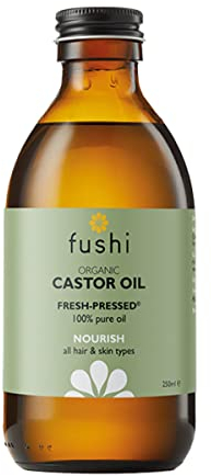 Fushi Bio-Rizinusöl, 250 ml, 100% rein kalt und frisch gepresst, für trockene Haut und Haarwuchs, Wimpern und Augenbrauen, Hexanfrei, natürliche Lebensmittelqualität, nachhaltig gewonnen (Verpackung kann variieren)