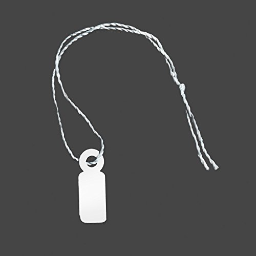 POKORNYS - 300 blanko Preisetiketten mit Faden (7 x 19 mm) weiß I Etiketten zum Beschriften I Preisschilder aus Karton mit Baumwollfaden I Anhänger, Hängeetikett & Geschenkanhänger für Kleidung uvm.