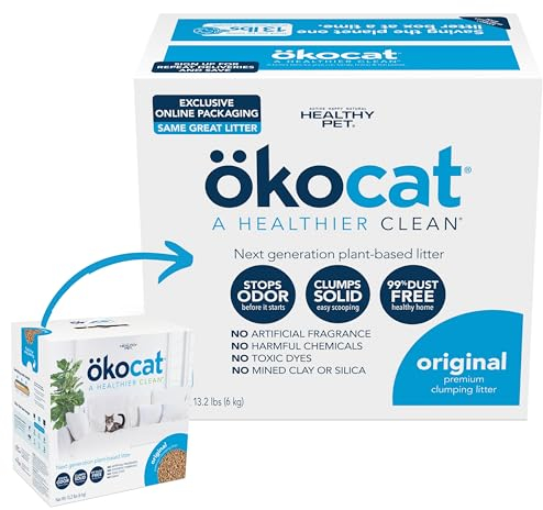 ÖKOCAT Litière pour Chat en Bois Naturel, 6 kg, agglomérante (l'emballage Peut Varier), Bleu