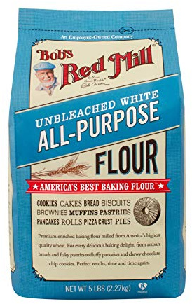 Bob's Red Mill Flour White Unbleached Organic 5 Pound (Pack of 1)