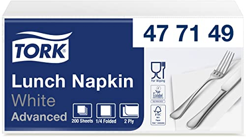 Tork Lunch napkin, white, 33 x 33 cm 2-ply 1/4 fold 1 x 200