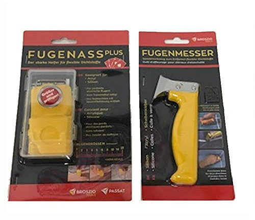 Fugen-Ass plus und Fugenmesser (Silikon Fliesenleger Werkzeug) - Das unverzichtbare Set bei der Badrenovierung