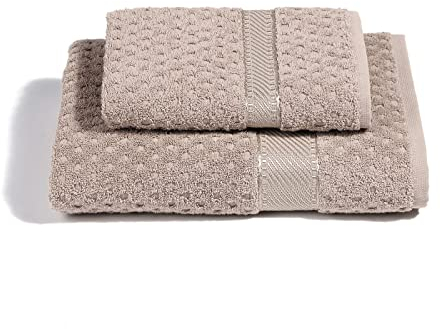 Caleffi - 2-teiliges Handtuchset 100% Baumwolle Frottee – 1 Handtuch 50x100 cm + 1 Gästetuch 40x60 cm, Weich & Saugfähig