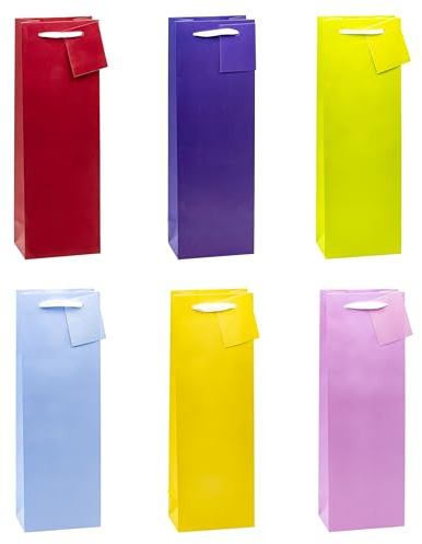 TSI Sac cadeau Série Couleurs tendance, lot de 12, taille : bouteille (36 x 12 x 8 cm), N° d'art. 86291