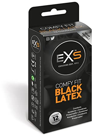 EXS Black Latex Kondome 12er Pack | Vegane Kondome | Schwarz