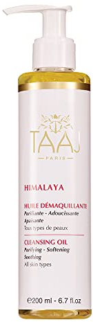 TAAJ | Huile Démaquillante - HIMALAYA | Douce & Fondante | Soin en profondeur Nettoyant & Hydratant | Nettoie & Élimine les impuretés | Peau nette, douce & apaisée | Tous types de peaux | Vegan |200ml