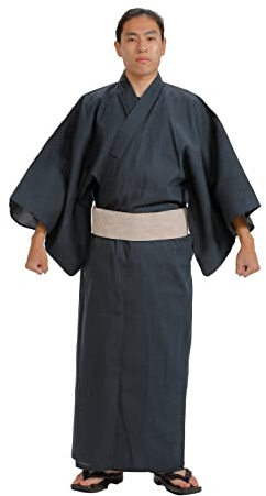 Edoten Men's Kimono Japan Shijira Weaving Yukata 705 NV XL