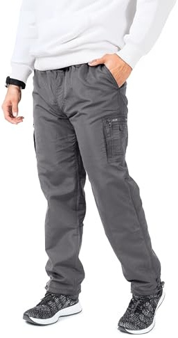 GA COMMUNICATIONS Mens Thermal Fleece Lined Trouser Camouflage Combat Elasticated Waist Bottoms[Charcoal Grey,XL]