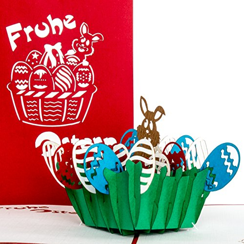 Osterkarte Frohe Ostern Hase im Osternest – 3D Osterkarte mit Umschlag als Grußkarte zu Ostern - Pop-Up Karte Ostergeschenk & Geschenkgutschein
