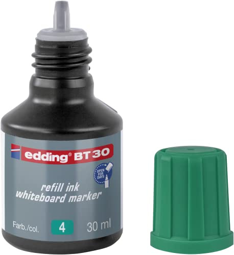 edding BT 30 tinta de recarga para marcador de pizarra blanca - verde - 30 ml - con sistema capilar, ideal para una recarga limpia y fácil de casi cualquier marcador de pizarra blanca edding