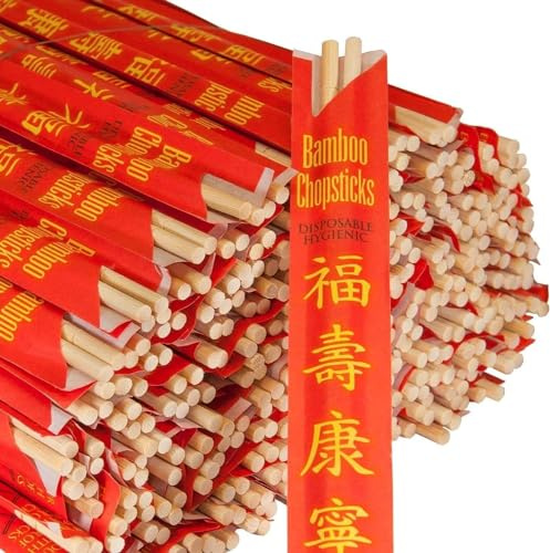 JapanBargain S-3777, Disposable Individual Wrapped Bamboo Chopsticks, 100 Pair