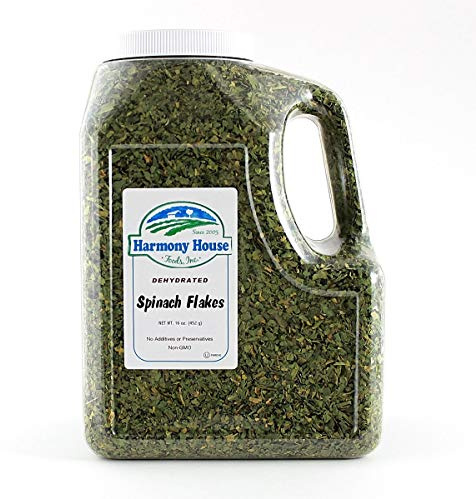 Harmony House Dried Spinach Flakes – Dehydrated Vegetables For Cooking, Camping, Emergency Supply and More (18 oz, Gallon Jug)