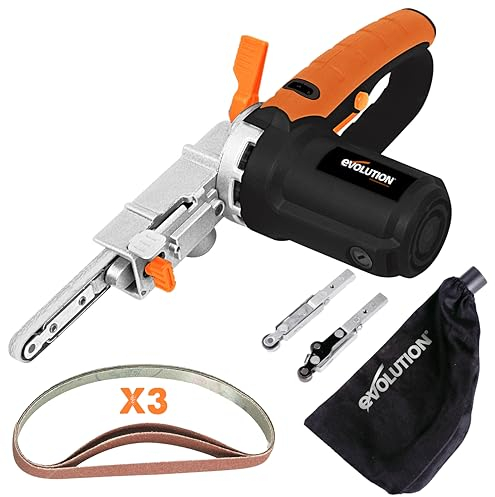Evolution Power Tools Precision File Sander Electric Thin Belt Sander Power File, Multipurpose Filing, Sanding, Grinding, Includes 3 Sanding Belts Mixed Grit, Dust Bag, 2 Year Warranty, 230v