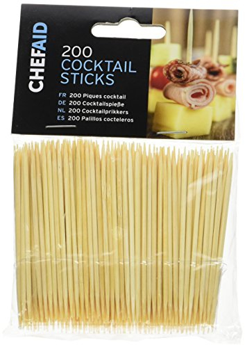 Chef Aid Cocktailspieße, 200er-Pack, Ideal für Buffets und Cocktails, Speziell Entwickelte Spieße für Süße und Salzige Snacks, 8 cm