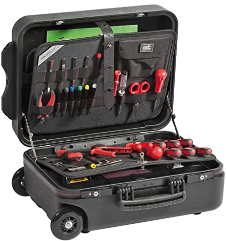 GT-Line Werkzeugkoffer Mega Wheels 190 PEL TSA (Werkzeug-Trolley mit Teleskopgriff, ohne Werkzeug, inkl. 2 Schlösser, Dokumentenfach, Werkzeugtafeln mit Gummiband) 488151, 453 x 345 x 185 mm