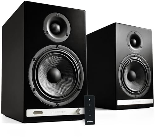 Audioengine HD6 Wireless Speakers mit Bluetooth - 150W Verkabelt Bookshelf Speakers für Desktop Monitor und Home Music System mit aptX-HD Bluetooth, AUX, Optical, RCA, 24-bit DAC (Schwarz, Paar)