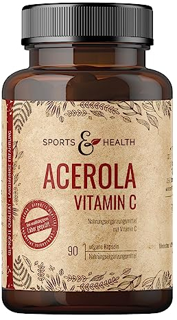 Acerola Vitamin C Mit Natürlichem Vitamin C - 750 mg Acerola pro Kapsel - 90 Veganen Kapseln Als 3 Monatsvorrat Und Ohne Zusatzstoffe