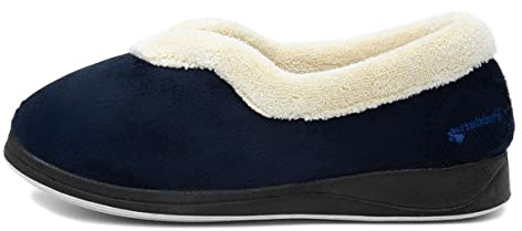 Padders Carmen Extra Wide Memory Foam Womens Slippers (7, Navy, numeric_7)