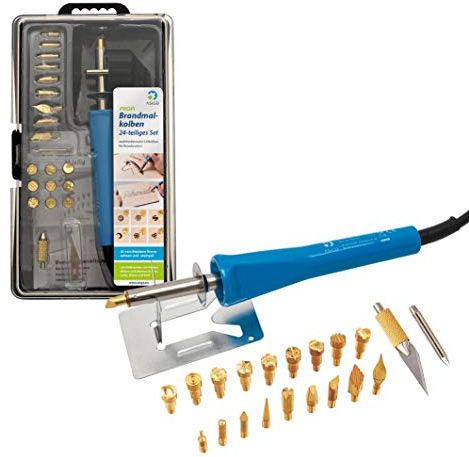 24-teiliges Brandmal-Set mit Brennkolben/ Brennpeter