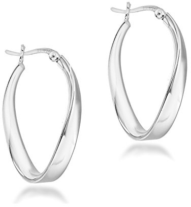 Tuscany Silver Women's Sterling Silver 20mm x 33mm Oval Creole Earrings