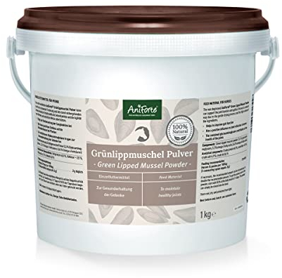 AniForte Grünlippmuschel Pferd 1kg - Natürliches Grünlippmuschelpulver in Vollfettqualität, Omega 3 & 6 Fettsäuren, Glycosaminoglycane 3,3%, Grünlippmuscheln Pferd unterstützt Gelenke & Gelenkfunktion