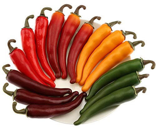 Gresorth 15 Pcs Artificial Pepper Decoration Fake Colorful Chili Vegetable