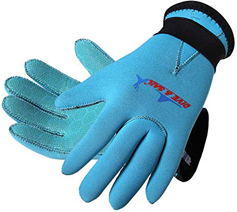 Gants de plongée antidérapant en néoprène de 3 mm pour enfants, pour surf, plongée, plongée avec tuba, de Dive & Sail., bleu