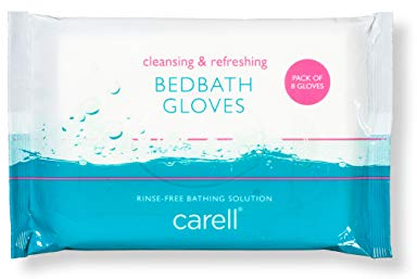 Clinell Skin Bed Bath Gloves - Pack of 8 Gloves - Easy to use, Containing Aloe Vera, Dermotologically Tested, Alcohol-Free, Gentle pH Neutral Formula