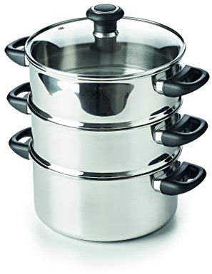Beka Polo - Set para cocción al Vapor (3 cazuelas, Acero Inoxidable, Tapa de Cristal)