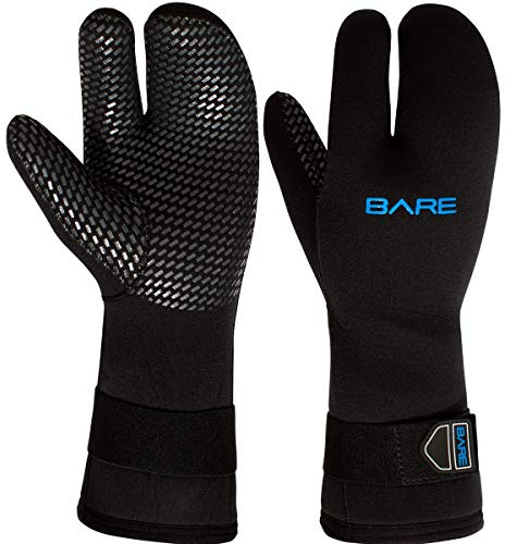 Bare 7MM 3-Finger Mitt | Designed for Scuba Diving in Colder Waters | 3 Finger Design Provides Extra Warmth by Keeping Fingers Closer Together | Velcro Strap ensures minimizes Water exhange | M