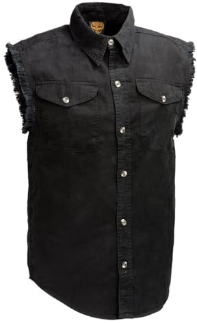 Milwaukee Performance DM1002 Men's Black Lightweight Sleeveless Denim Shirt (Large)