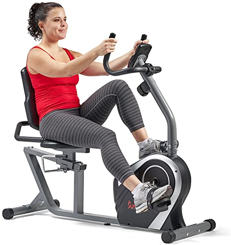 Sunny Health & Fitness Heimtrainer für zu Hause, magnetisches Liegerad mit 8 Widerstandsstufen, LCD-Monitor, Herzfrequenz-Griff, 136 kg Gewichtskapazität - SF-RB4616S