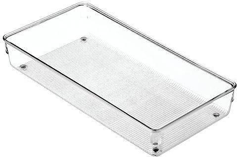 iDesign Cutlery Tray for Drawer, Large Plastic Kitchen Drawer Insert, Practical Drawer Organiser for Kitchen Accessories, Utensils and Cutlery, Clear, 15.2-cm x 30.5-cm x 5.1-cm