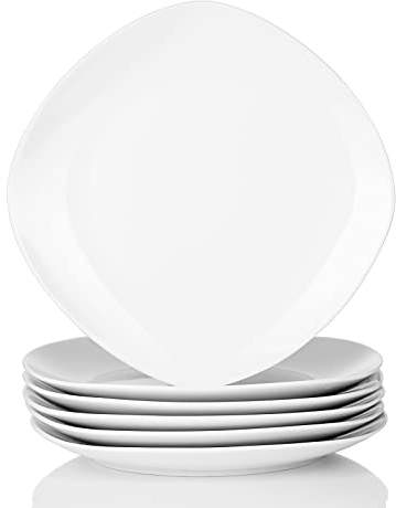 MALACASA, Serie Elisa, 6 TLG. Porzellan Tellerset Speiseteller Flache Teller Essteller Set Flachteller 24,8cm für 6 Personen