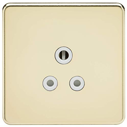 Knightsbridge SF5APBW Screwless 5A Unswitched Socket-Polished Brass with White Insert, 230 V