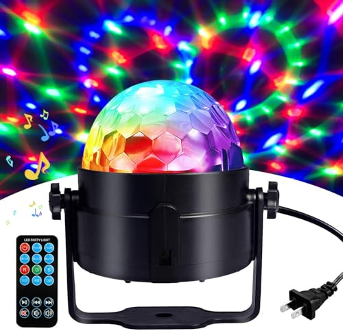 COIDEA Disco Ball Light, Sound Activated Party Strobe Light, DJ Rave Lights with Remote, LED Stage Lights for Karaoke Birthday Christmas Halloween Decorations Indoor