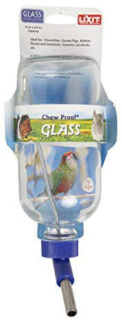 Lixit Glass Water Bottles for Rabbits, Ferrets, Small Birds, Guinea Pigs, Rats, Hamsters and Other Pets (Birds and Small Animals, 16oz)