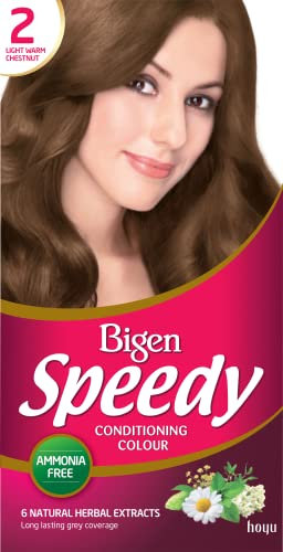 Bigen Speedy Conditioning Colour | Easy & Speedy Application | No Ammonia | with Natural Herbal Extracts - Light Warm Chestnut No. 2