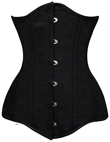 Charmian Women's 26 Steel Boned Cotton Long Torso Training Underbust Corset Black XXXXX-Large