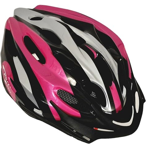 SportDirect™ Bike Helmet MTB Helmet 22 Vents Adult Mens Womens 55-58cm Bicycle Helmet Medium Pink/Black/Grey Lightweight *Sport Direct 3 year Crash Replacement Policy, CE-EN 1078:2012:A1:2012 standard