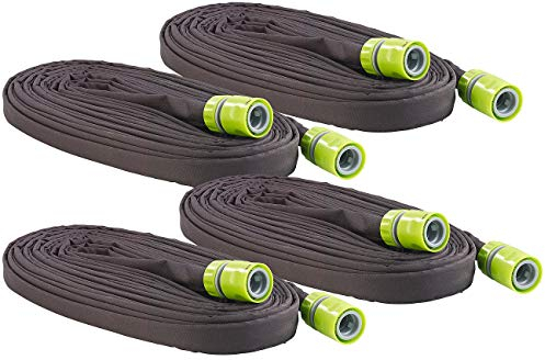 4 tuyaux darrosage poreux plats avec raccords et valve darrêt - 12 m [Royal Gardineer]