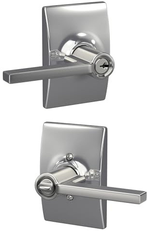 Schlage F51A LAT 625 CEN Century Collection Latitude Keyed Entry Lever, Bright Chrome