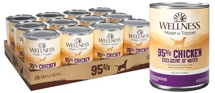 Wellness 95% Chicken Natural Wet Grain Free Canned Dog Food, 13.2-Ounce Can (Pack of 12)